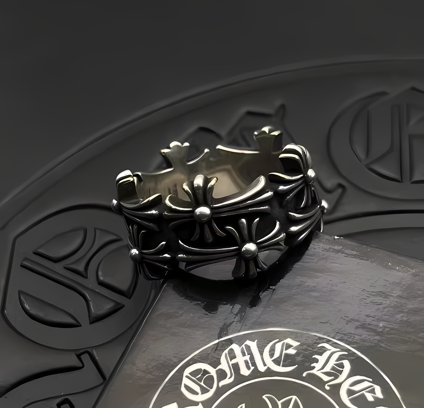 Chrome Hearts Silver Baroque Cross Ring