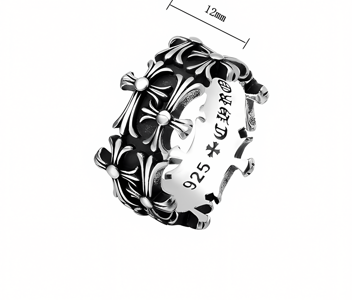 Chrome Hearts Silver Baroque Cross Ring