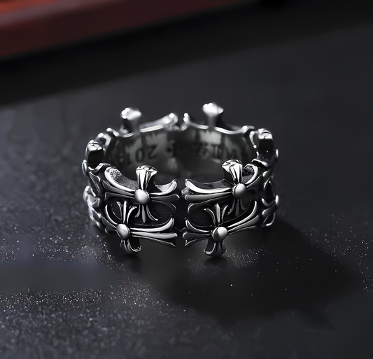 Chrome Hearts Silver Baroque Cross Ring